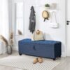Extra Long Storage Ottoman Entryway Bench With Flip Top Storage Chest With Padded Seat Bed End Stool For Hallway Living Room Bedroom - Blue - Image 2