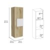 Medicine Single Door Cabinet, Three Shelves - Light Oak / White - Image 4