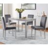 5 Pieces Wooden Dining Table Set, Kitchen Table Set With A Rectangular Table And 4 Upholstered Chairs - Silver Gray - Image 4