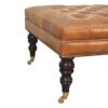 Buffalo - Studded Leather Ottoman With Castor Legs - Tan - Image 8