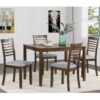5 Pieces Modern Dining Set, Rectangular Wooden Dining Table With 4 Upholstered Chairs For Kitchen, Dining Room - Walnut - Image 2