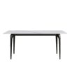 70.87" Modern Artificial Stone White Straight Edge Black Metal Leg Dining Table, Can Accommodate 6-8 People - White / Black - Image 3