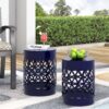 Delight - Powder Coated Iron End Table, (Set of 2) - Navy Blue - Image 2