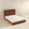 Donald - Mid-Century Modern Velvet Platform Bed King - Cognac - Image 5