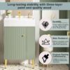 Bathroom Vanity, Combo Cabinet, Bathroom Storage Cabinet, Single Ceramic Sink, Right Side Storage - Green - Image 6