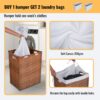 Laundry Hamper With Lid PE Rattan Powder Coating Frame Clothes Hampers With 2 Removable Bags, 100L - Brown - Image 32
