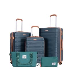 5 Piece Set (20"24"28 +A Travel Bag And A Toiletry Bag), Hard Case Spinner Wheels Luggage Sets With Tsa Lock Carry On Suitcase Luggage Durable Suitcase Color Matching - Dark Green