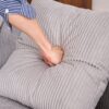 Compression Sofa: Combining Chaise Longue With 3 Seater, Corduroy Fabric, Full Sponge Compression Sofa, Combined Sofa With 4 Pillows For Living / Home Furniture / Apartment - Light Gray - Image 9