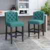 Solara - Fabric Tufted Counter Stool With Nailhead Accents (Set of 2) - Teal - Image 2