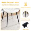 Modern Minimalist Dining Chair Set Extended Seat Cushion, Leather, Metal Legs, 4 Pieces - White / Dark Gray - Image 6