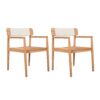 Creative Braided Acacia Wood Outdoor Dining Table And Chairs With Armrests (Set of 2) - Teak / White - Image 10