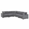Convertible L Shaped Sectional Corner Couch With Armrest Storage Cup Holders USB Charger, Irregular Corner Oversized Comfy Modular Sofa - Gray - Image 7