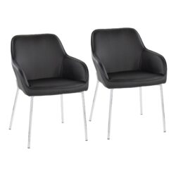 Daniella - Contemporary Dining Chair (Set of 2) - Chrome / Black