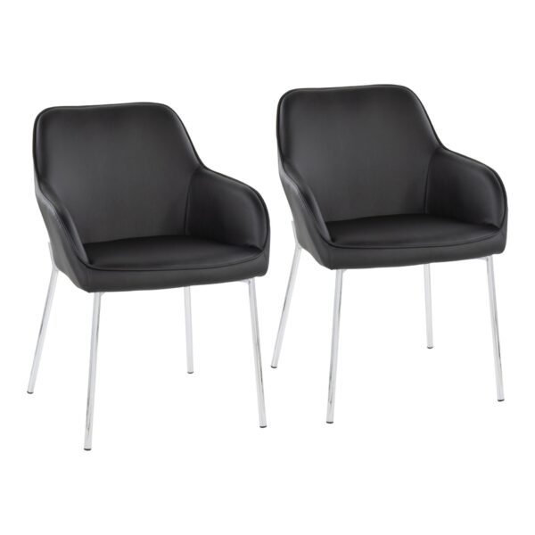 Daniella - Contemporary Dining Chair (Set of 2) - Chrome / Black