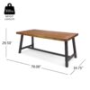 Carlie - Outdoor Sandblast Dining Table With Rustic Metal Iron Legs - Brown / Black - Image 4