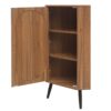 Corner Cabinet, Rattan Door, Freestanding Corner Tables For Small Spaces, Corner Shelf Stand For Living Room, Kitchen, Bathroom, Bedroom - Walnut - Image 12
