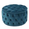 Elegant Velvet Ottoman Footstool - Teal - Image 9