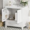 Bathroom Vanity With Single Sink, Combo Cabinet Undermount Sink, Bathroom Storage Cabinet With Two Doors And A Drawer, Soft Closing, Multifunctional Storage, Solid Wood Frame - White - Image 27