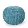 Moro - Contemporary Pouf With Knit Weave Design - Aqua - Image 4