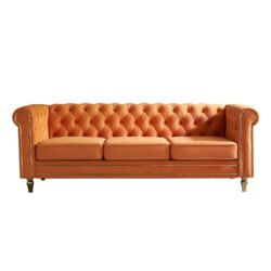 Chesterfield - Velvet Sofa 84.65" For Living Room - Orange