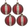 Christmas Ball Ornaments, Glass Decorative Hanging Ball Christmas Tree Ornaments, For Holiday Decorations (Set of 4) - Red - Image 2