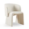 Modern Accent Chair White Single Sofa Chair, Upholstered Side Chair Teddy Comfy Chair For Dining Room / Bedroom / Living Room / Reception 1 Piece - Off White - Image 4
