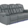 Raize - 10 Power Reclining Sofa With DDT, WC And LED - Gray - Image 4