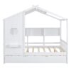 Full Size House Bed With Trundle, Modern Design For Kids With Storage Shlef - White - Image 3