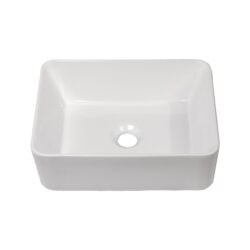 Modern Rectangular Bathroom Vessel Sink Glossy Porcelain Ceramic Vanity Basin Design For Contemporary Bathroom Decor - White