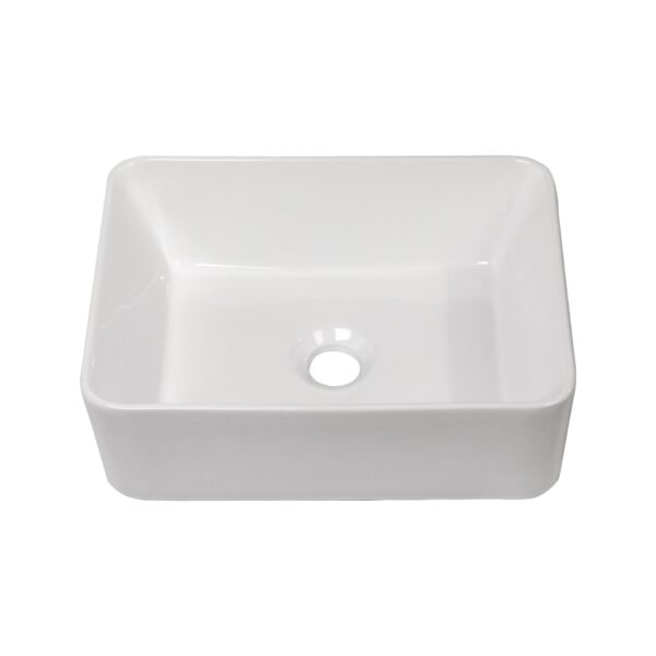Modern Rectangular Bathroom Vessel Sink Glossy Porcelain Ceramic Vanity Basin Design For Contemporary Bathroom Decor - White