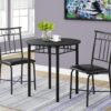 3 Pieces Dining Table Set, Small, Round, Contemporary & Modern - Black - Image 3