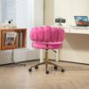 Velvet Home Office Desk Chair, Modern Cute Computer Chair, Wheels Swivel Height Adjustable Task Chair - Rose Red - Image 13