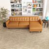 Allison - Right Facing Leather Sectional Sofa - Tan - Image 11