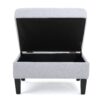 Contemporary Storage Ottoman With Tufted Waffle Stitching - Light Gray - Image 6