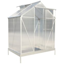 Polycarbonate Greenhouse, Heavy Duty Outdoor Aluminum Walk-In Green House Kit With Rain Gutter, Vent And Door For Backyard Garden - Aluminium