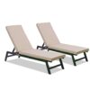 2 Piece Outdoor Chaise Lounge Cushion Set Replacement Cushions For Patio Furniture - Khaki - Image 4
