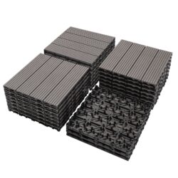 Wood Plastic Composite Deck Tiles (Set of 20), Sustainable Composite Decking Resist Rust, Water, Weather, Easy To Diy & Maintain, Ideal For Patios, Balconies, Rooftops - Light Gray
