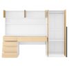 2 Door Storage Desk Wardrobe For Bedroom With Shelves And Drawers - Natural - Image 2