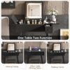 Makeup Vanity Desk With Flip Top Mirror And LED Light, Dressing Table With Charging Station, 2 Drawers And Fold Up Panel, Vanity Set With Cushioned Stool For Bedroom - Black - Image 8