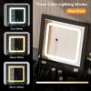 Makeup Vanity Desk With Flip Top Mirror And LED Light, Dressing Table With Charging Station, 2 Drawers And Fold Up Panel, Vanity Set With Cushioned Stool For Bedroom - Black - Image 9