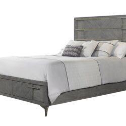 Queen Stoage Bed With Bookmatched Veneer - Gray