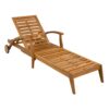 Versatile Chaise Lounge With Wheels Acacia Wood Recliner For Patio - Cream - Image 15