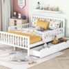 Full Size Platform Bed With Guardrails On Both Sides And 2 Storage Drawers - White - Image 9
