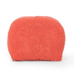 Spongy - Microfiber Square Pouf With Cozy Texture - Coral