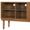 TV Stand With Vertical Slatted Doors And Sliding Panels, Solid Wood Legs - Brown - Image 15