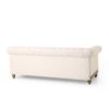 Comfy Large Sectional Sofa With Wooden Legs, Retro Style For Living Room - Beige - Image 5