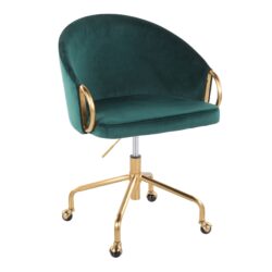 Claire - Contemporary / Glam Task Chair - Gold / Green