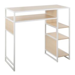 Display Farmhouse Bar Height Table With Storage Space - White / Natural