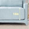 3 Seater Chenille Sofa With Movable Ottomans High Resilience Sponge Easy Install - Sky Blue - Image 5