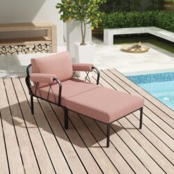 Rajni - Patio Set (1 Armed Chair, 1 Ottoman) - Pink